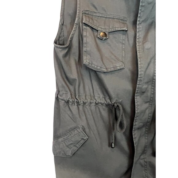 Pleione Anthropologie Cargo Vest Size S NWOT Gray Cinched Waist Military Style - Picture 4 of 12